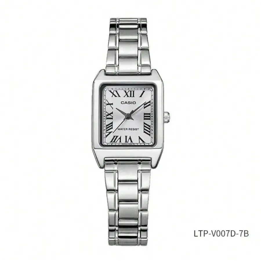 

Square Quartz Watch With Roman Numerals Stainless Steel Strap Folding Clasp Mineral Glass