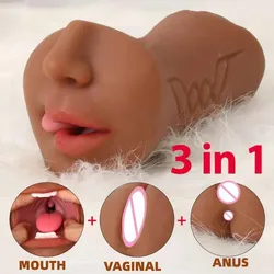 3 IN 1 Vaginal Anus Male Masturbator Oral Sex Real Deep Throat Masturbation Aircraft Cup Blowjob Pocket Pussy Sexy Toys for Men