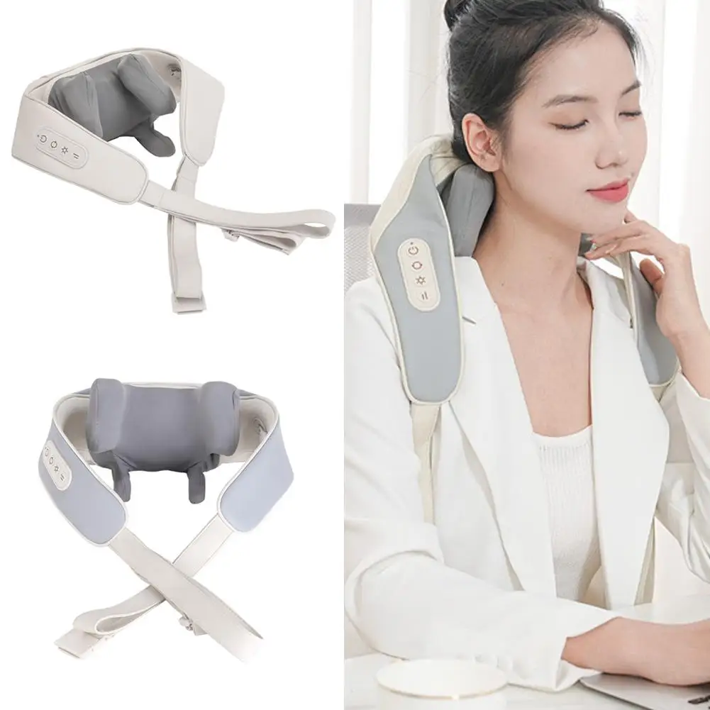 Chal de masaje eléctrico para cuello, masajeador Shiatsu en forma de U para el dolor, calefacción corporal, fatiga de espalda, relajación, dispositivo Cervical, I X8K4