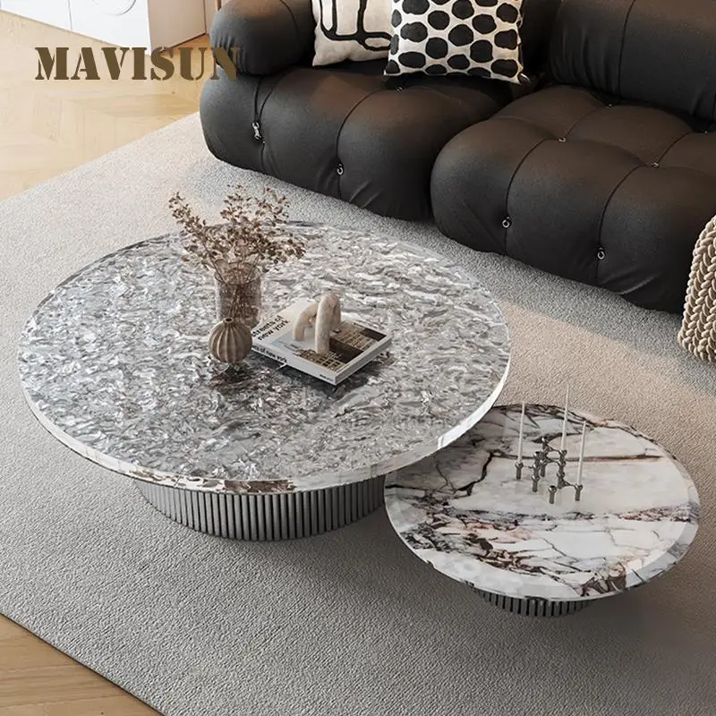 Designer Living Room Furniture Minimalist High Low Design Meuble Round Modern Acrylic Crystal Coffee Table Table Base De Salon