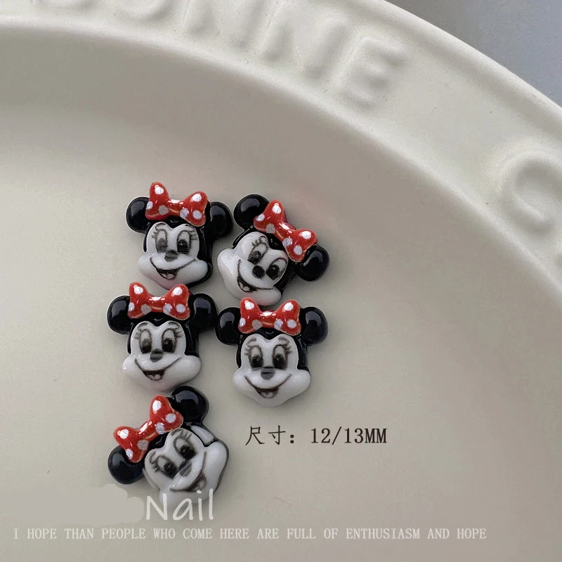 50 قطعة ثلاثية الأبعاد ميكي وميني مسمار السحر القلب القوس وبولكا نقطة تصاميم مجوهرات أظافر راتينج لطيف صنع ل مانيكير مسمار الفن لوازم