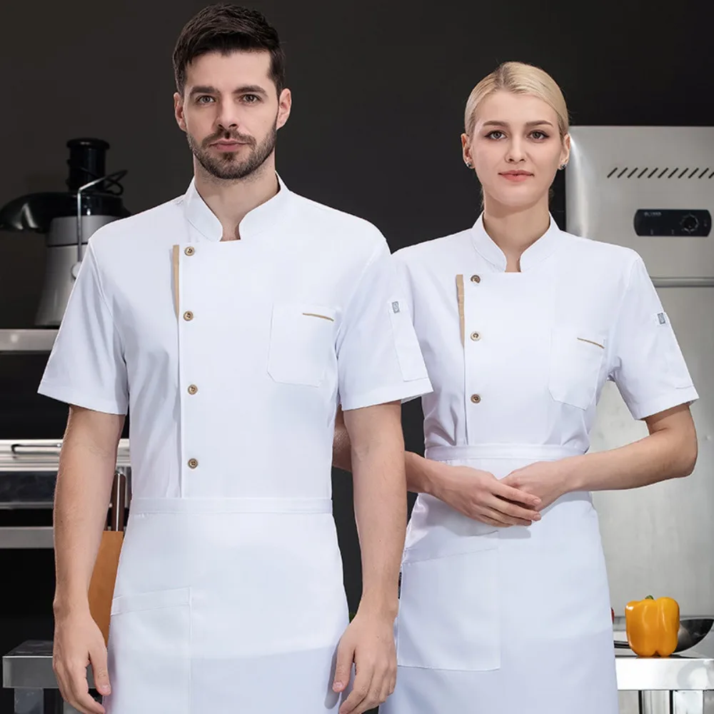 

Summer Chef Uniform Short-sleeved Male Catering Hotel Overalls Hotel Restaurant Chef Bakery Cake Store Kitchen Work Clothes