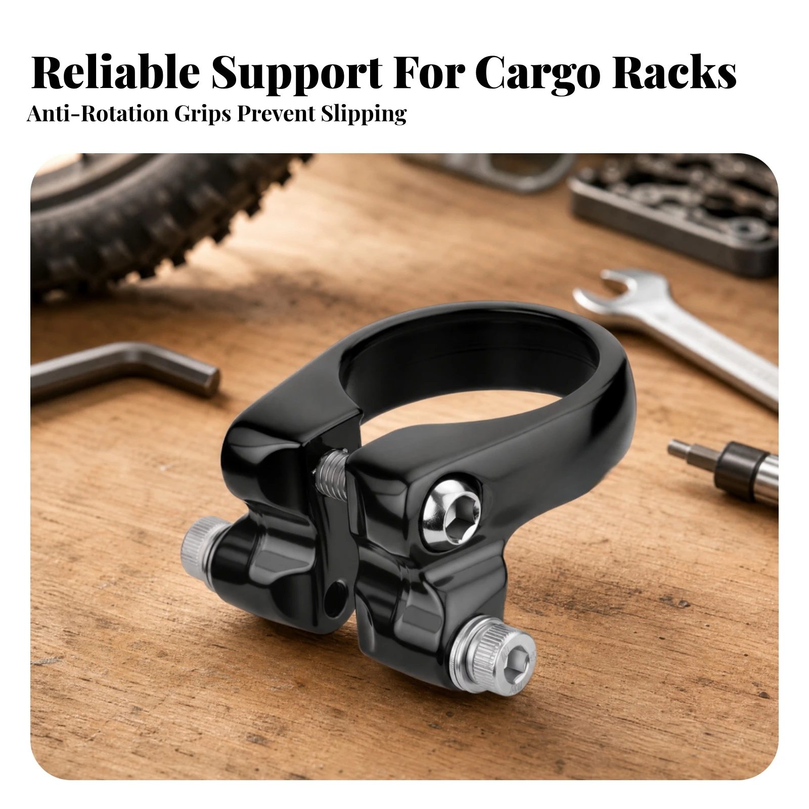 Cycle Cargo Rack Mounting Adapter Clamp Screw Locking Seat Tube Rack Adapter Clamp Non Rusting Adjustable for Commuting
