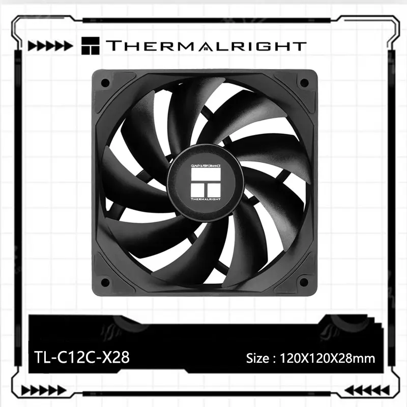 Thermalright TL-C12C-X28 Chassis CPU Cooling Fan 12CM 28MM Thickness/Magnetically Stabilized S-FDB Bearing Computer Cooling Fan