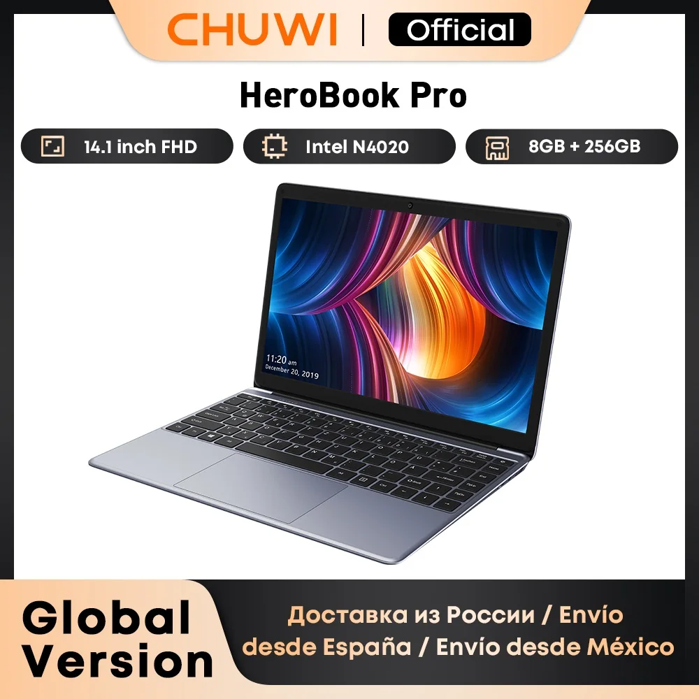 chuwi herobook pro 141 fhd display intel celeron n4020 dual core 6gb ram 128gb rom windows 11 laptop com teclado de tamanho completo 01