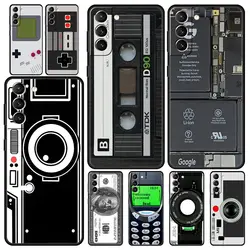 Vintage Tape Camera Gameboy Phone Case For Samsung Galaxy S23 Ultra S22 S21 S20 FE 5G S10 S10E S9 S8 Plus Note 20 Silicone Cover