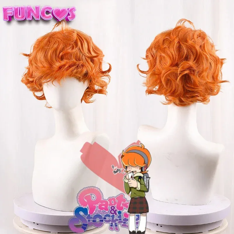 DY20 اللباس الداخلي والجوارب مع Garterbelt Burifu تأثيري سترات خارجية شعر مستعار شارة برتقالية قصيرة شعر مستعار مجعد معطف أخضر هوديي أنيمي كوس