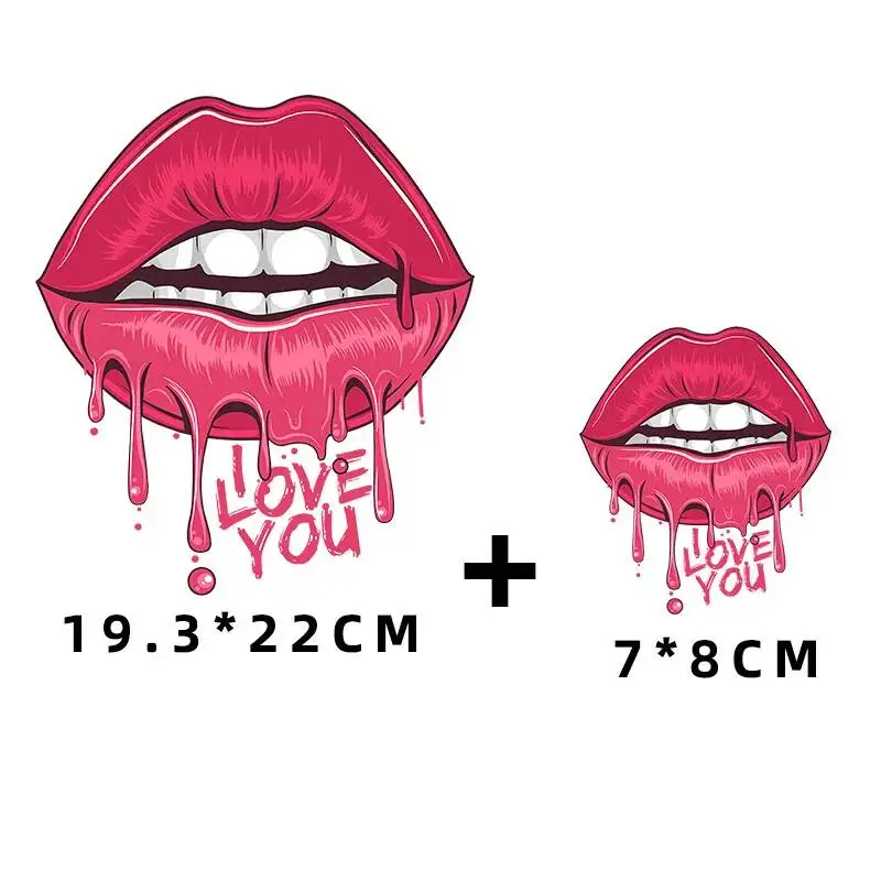 Fashion Leopard Lips Print Heat Transfer Thermal Patches For Clothes Stickers For T-Shirts Iron On Girls Lips Patches Appliques