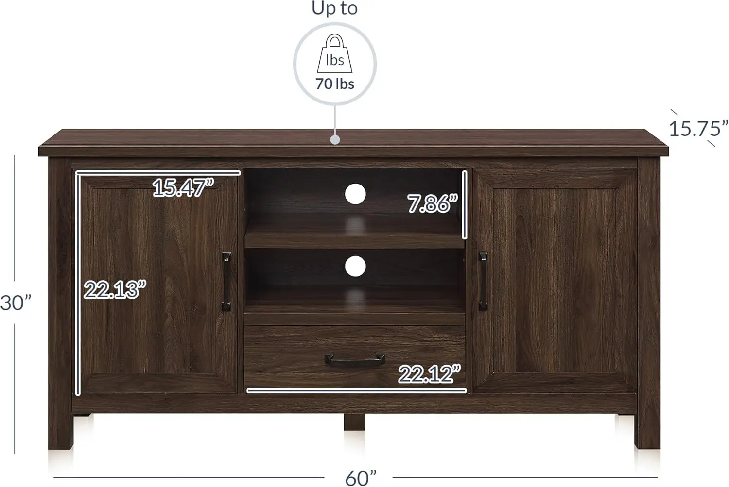 Modern 60 Inch   TV Stand Center for TVs Up to 65 Inches, Sideboard Kitchen Buffet Storage Cabinet with Shelves and Storage