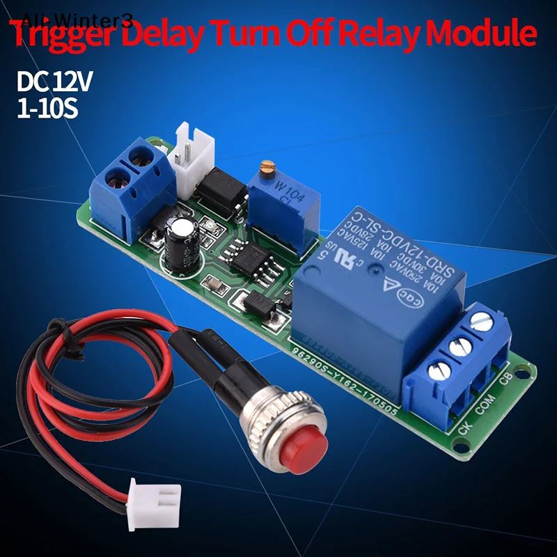 

CCA4-DC 12V Adjustable Timer Delay Turn OFF Module Timing Relay Time Switch 1~10sec Delay Off Switch Module