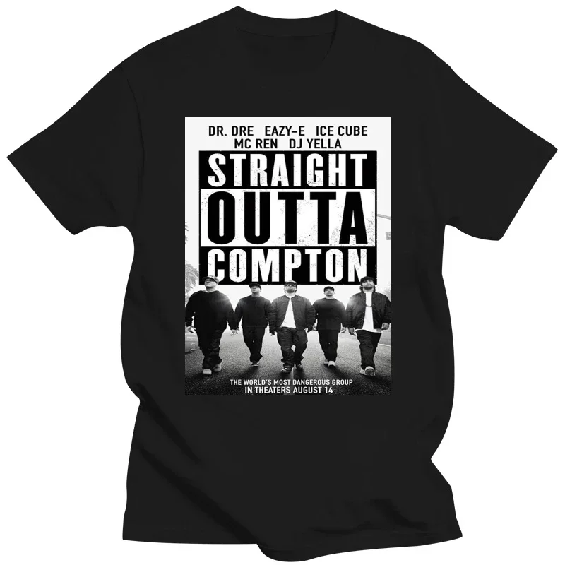 Straight Outta COMPTON Mens Fashion Casual T-Shirt Black Classic Movie Poster Graphic Tshirt Streetwear Summer Men Clothing Gift