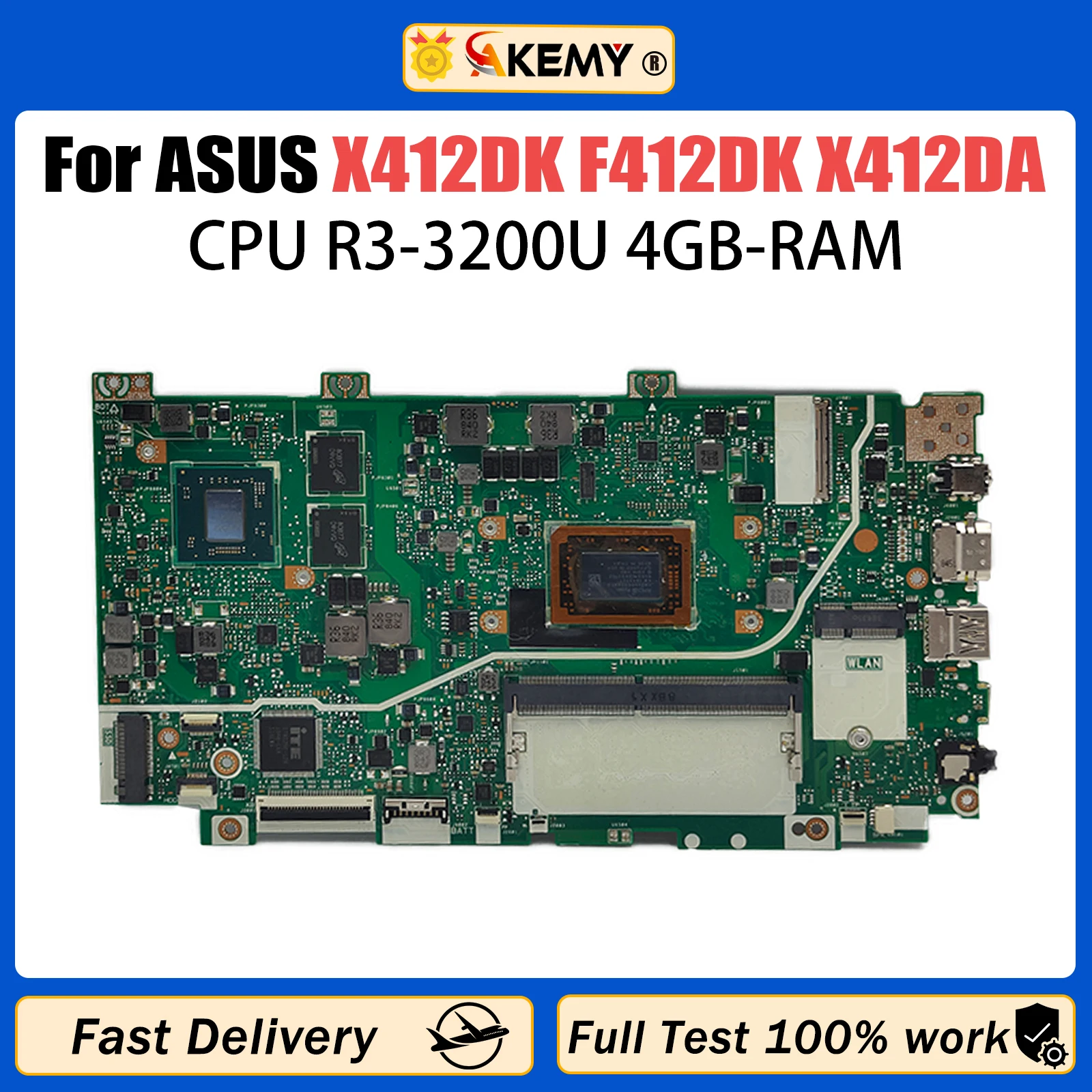 X412DK Mainboard For ASUS R412DA F412DA A412DA A412DK F412DK X412DA Laptop Motherboard R3-3200U 4GB/RAM V2G