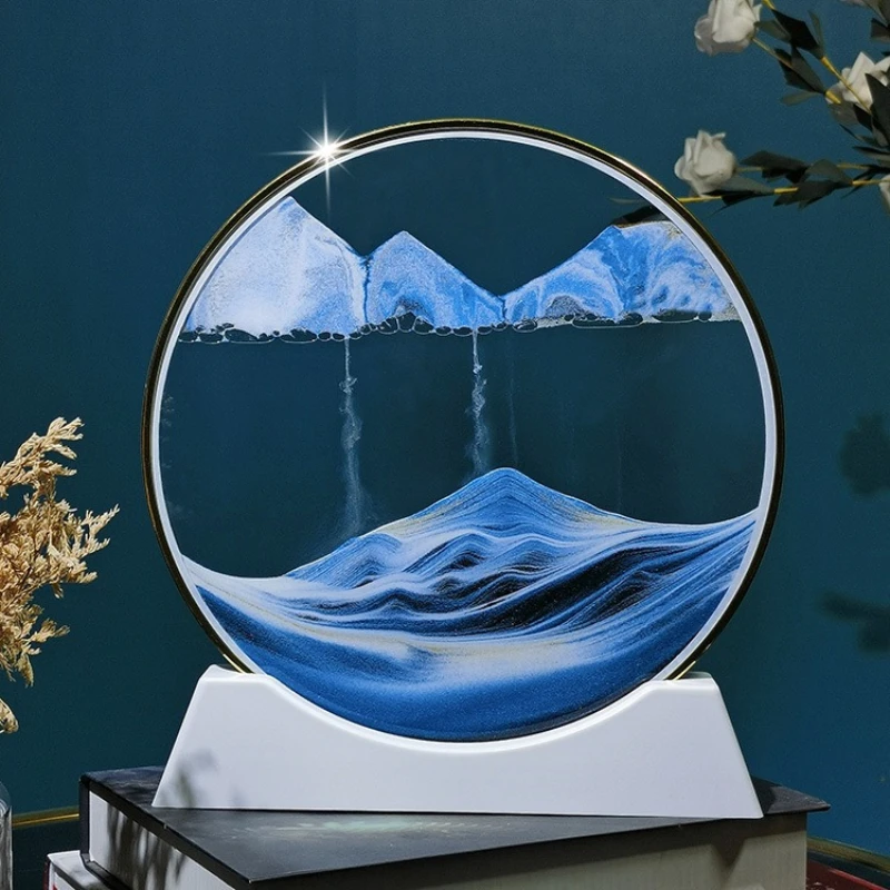 

LH quicksand painting round glass handicrafts living room study tabletop ornament
