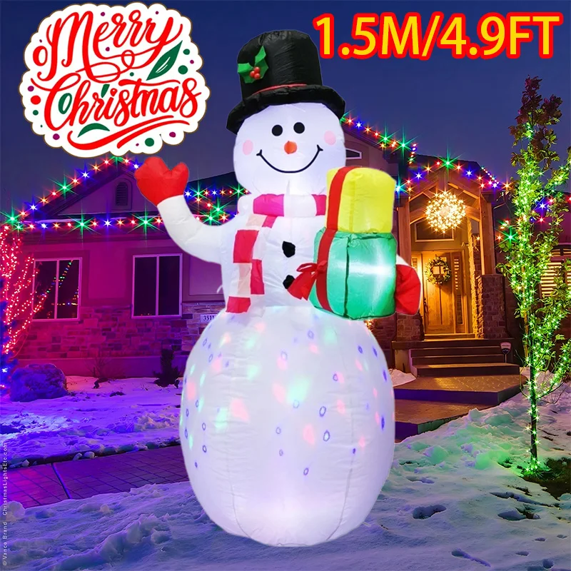 

Christmas Inflatable Decoration Gift Box Snowman Model Christmas Built-in LED Luminous Xmas Ornament Outdoor Atmosphere Decor