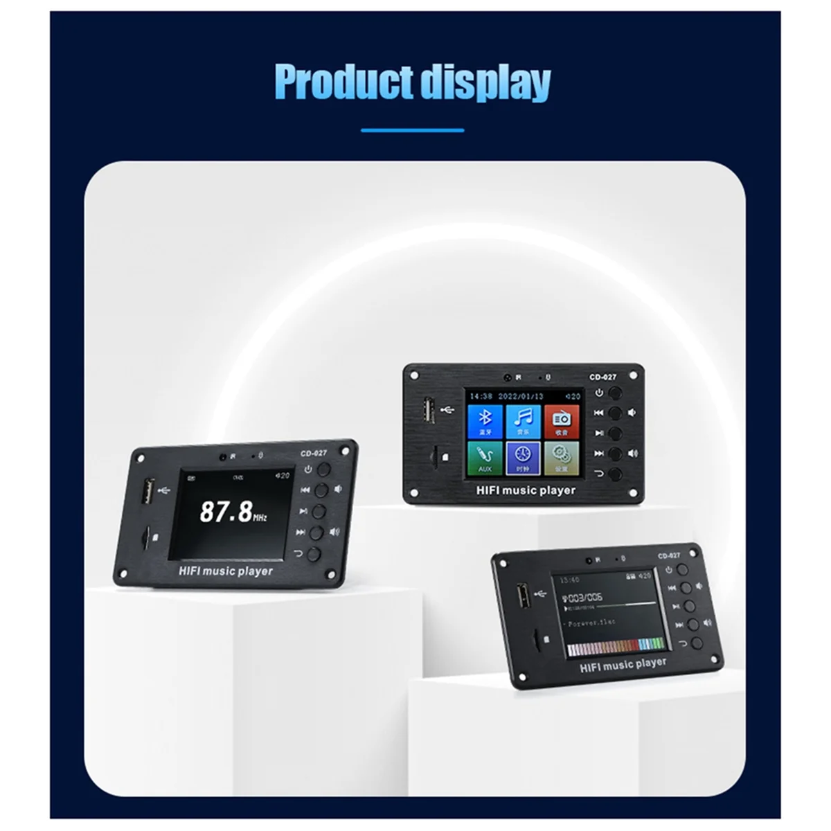 Y14A2.8-Inch Color Screen Bluetooth 5.1 Car Synchronization Lossless Decoding Board Time Alarm Clock Fm Audio Decoder