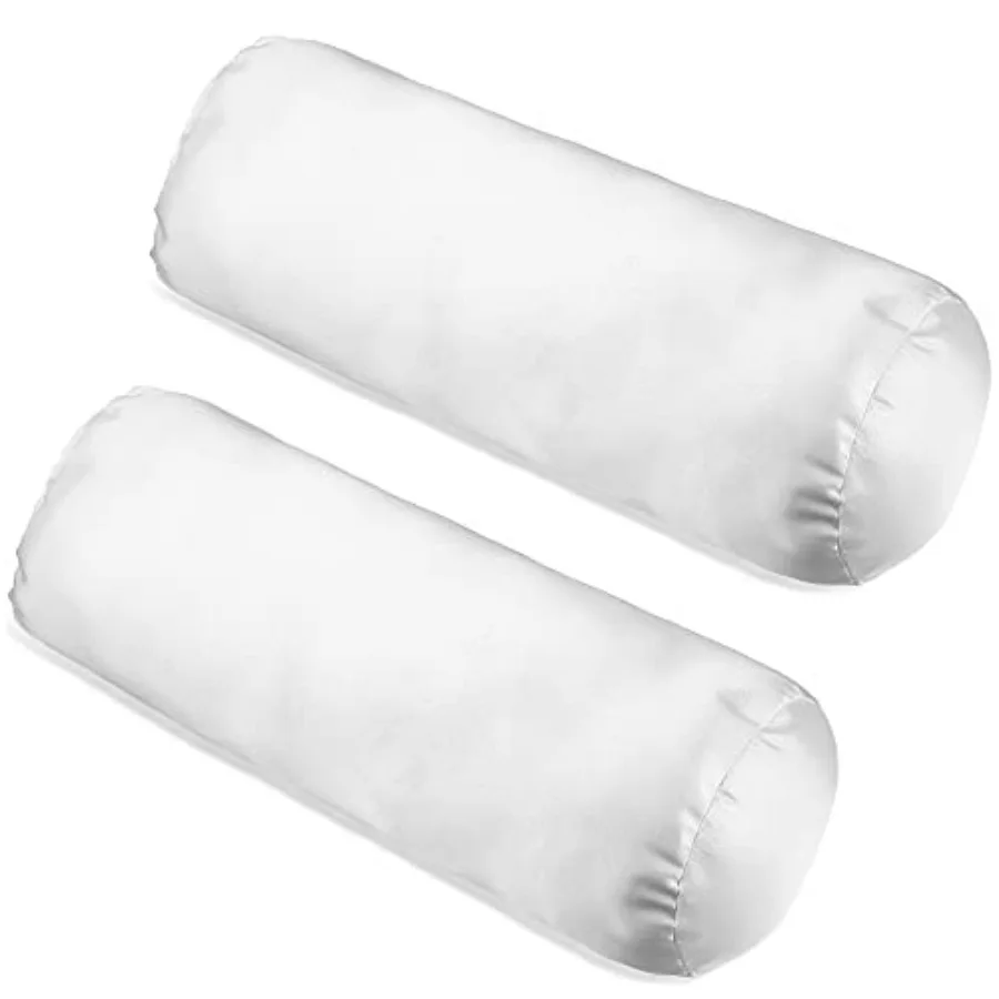 

2 Pieces White Cervical Round Pillow Cover for Neck Roll Pillow Cervical Neck Roll Memory Cylder Round Cushion Artificial Silk