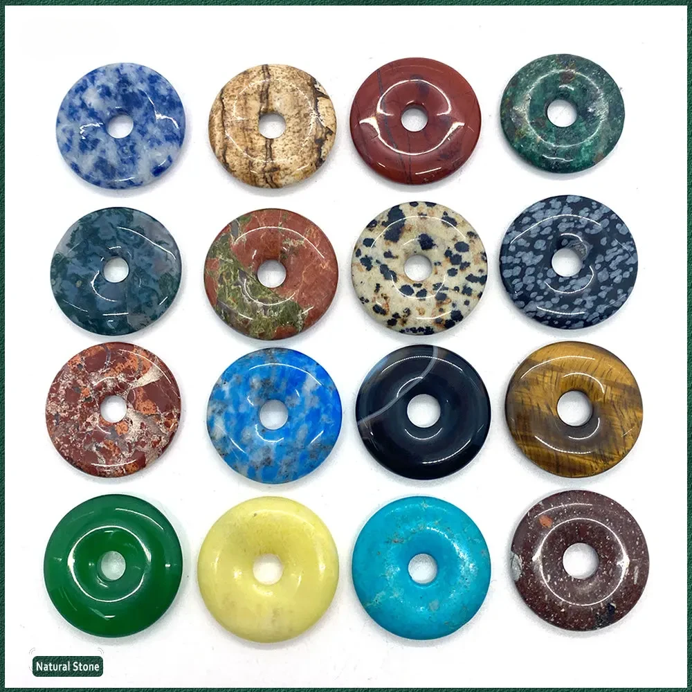 Green Dongling Red Agate Natural Stone 25mm Polished Pendant Diy Charms for Jewelry Making Earrings Charm Necklace Accessories