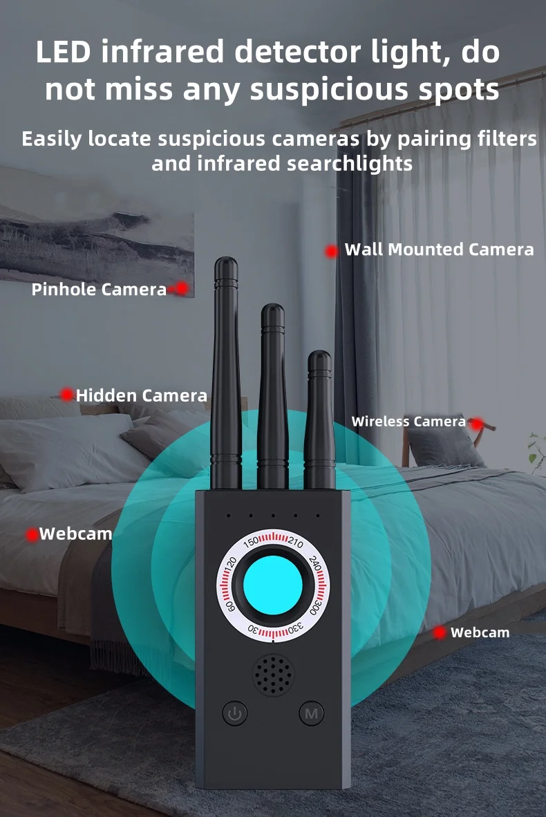 Anti-Location Security Protection Camera Detector Anti-snooping Anti-tracking infrared scanning for hotel house Camera Detector
