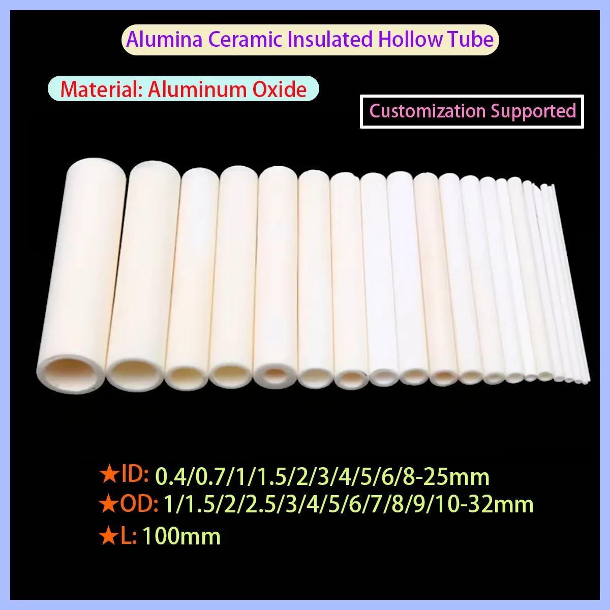 Single Hole Insulating Hollow Corundum Thermocouple Protection Pipe 99 Alumina High Temperature Ceramic Tube