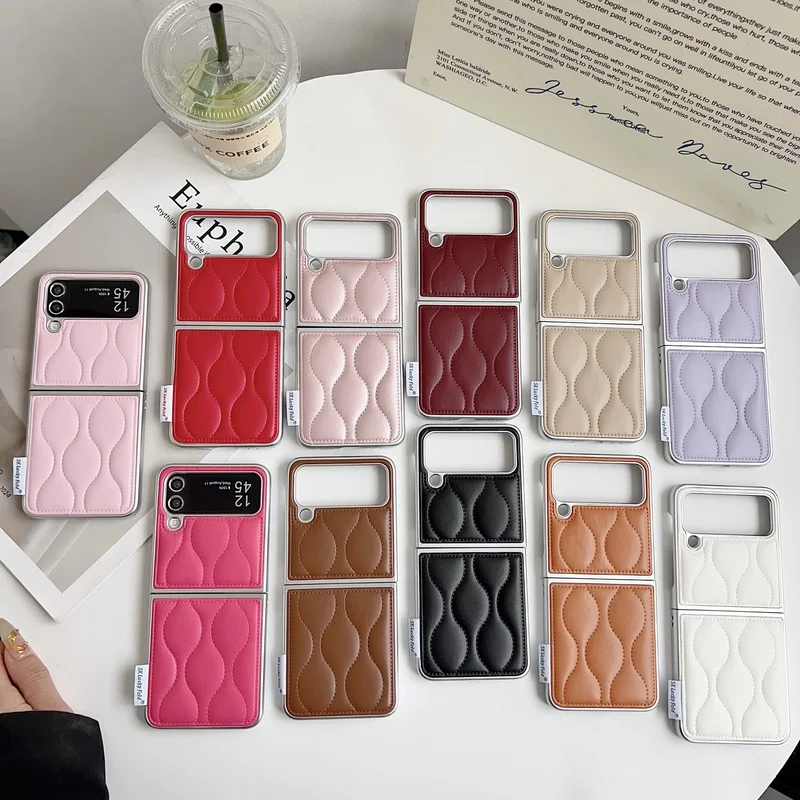 Luxury Gold Plating Diamond Leather Phone Case For Samsung Z Flip 6 Flip 5 Flip 4 3 Shockproof Flip6 Phone Cover Coque