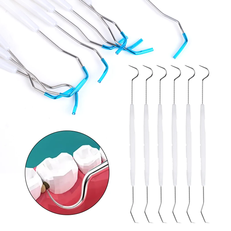

6pcs Dental Tooth Explorer Probe Double Hook Stainless Steel Head Teeth Clean Dentist Tool Hygiene Explorer Probe Hook