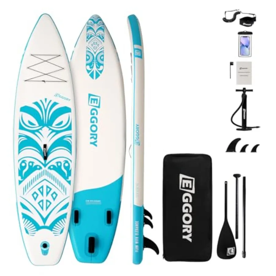 

Inflatable Stand Up Paddle Board Set Extra Wide SUP Board with Removable Fin Floating Paddle Hand Pump Waterproof Phone Pouch T