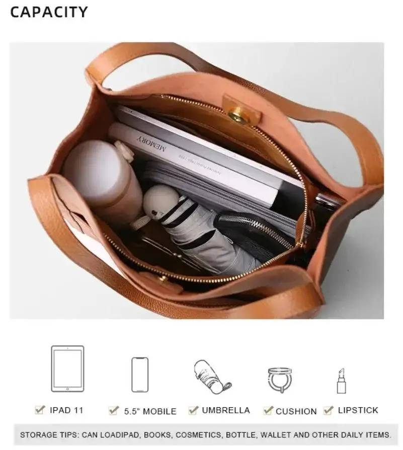 

Solid Color Simple PU Leather Shoulder Handbag Bag Tote Luxury Simple Fashion Bags Travel Shopper Bucket Capacity Women's Large