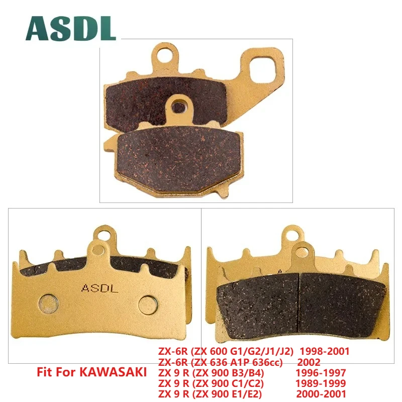 

Motorcycle Front and Rear Brake Pads For Kawasaki ZX-6R 1998 1999 2000 2001 ZX6R 2002 ZX-9R 1994-2001 ZX6R ZX9R ZX 600 636 900
