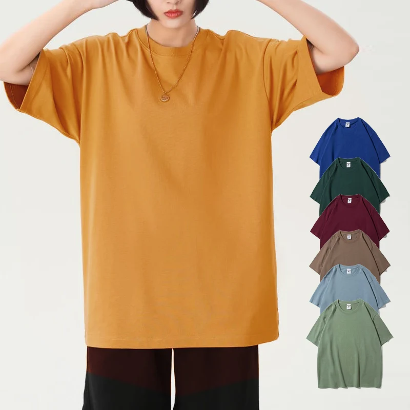 Summer 280gsm Oversized Heavyweight T Shirt for Men Short Sleeve Tee 100% Cotton Plain Top Casual Men's Clothing 28000