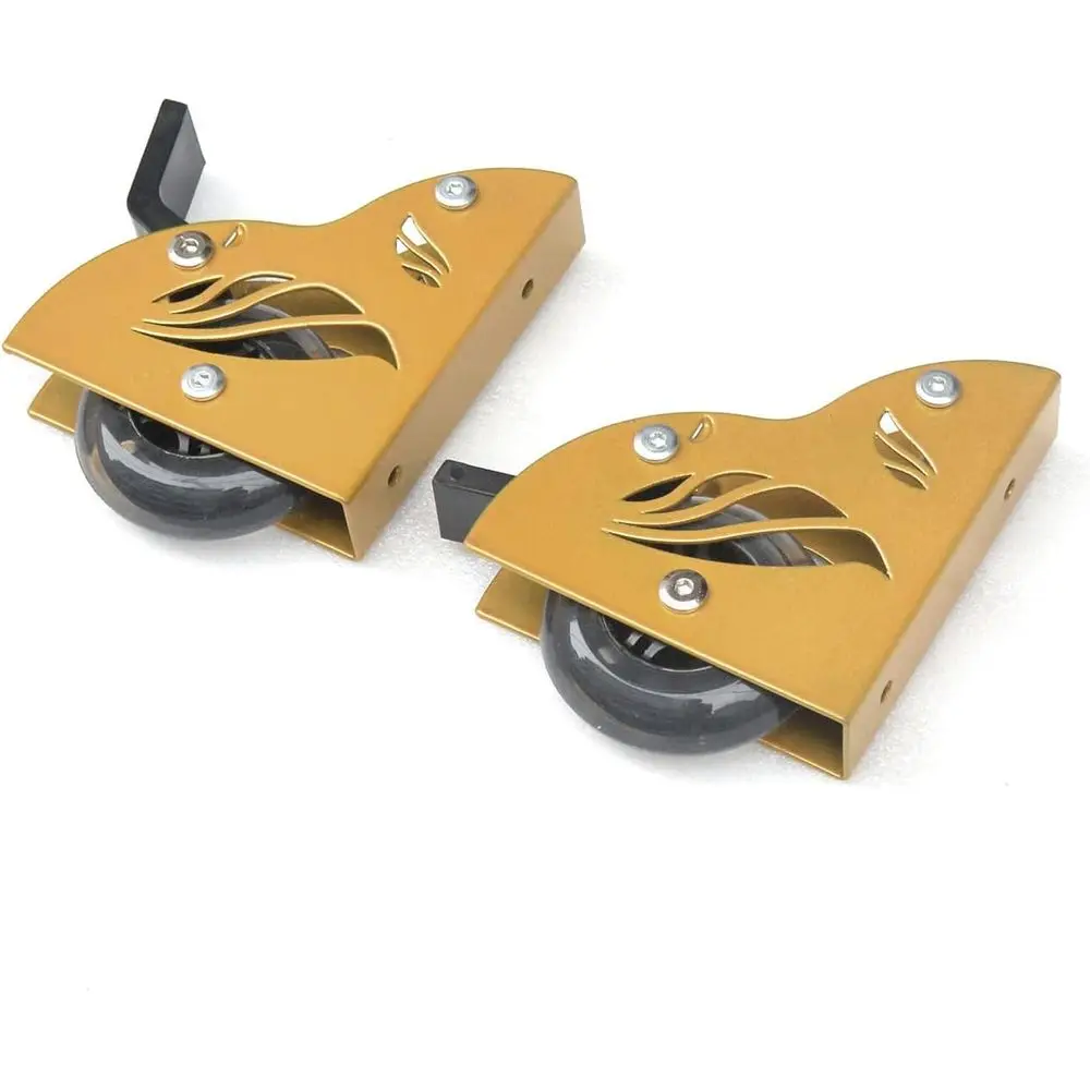 16FT Sliding Library Ladder Hardware Kit, Rolling Track System with Braking Floor Rollers, Gold Finish, Ladder Not Included