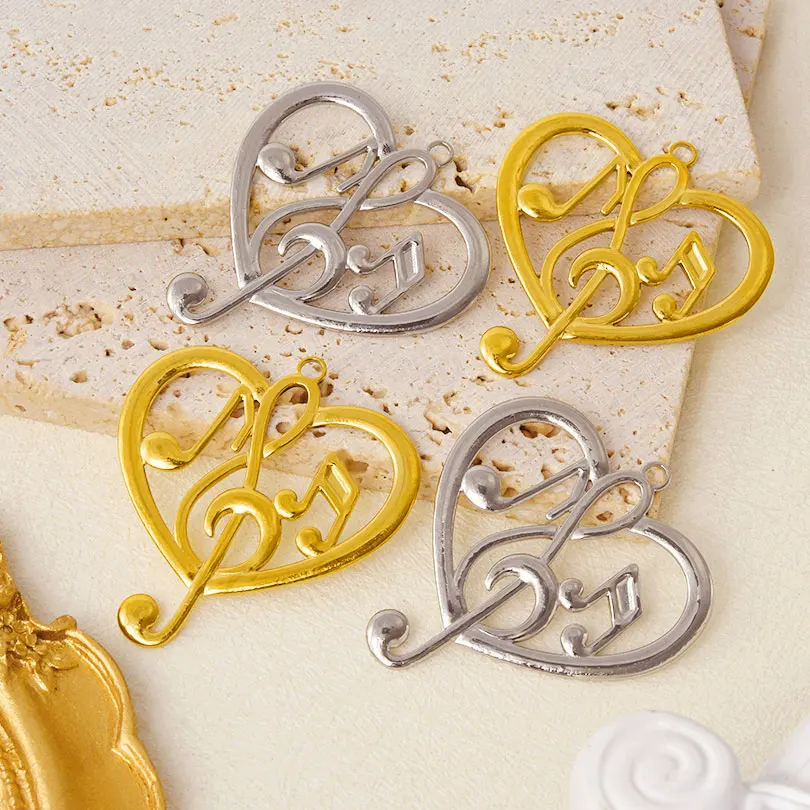 جديد 10 قطع الفولاذ المقاوم للصدأ الغيتار القرن الفرنسي ملاحظات على شكل المعلقات سحر DIY مجوهرات بمناسبة اكسسوارات ل قلادة أقراط