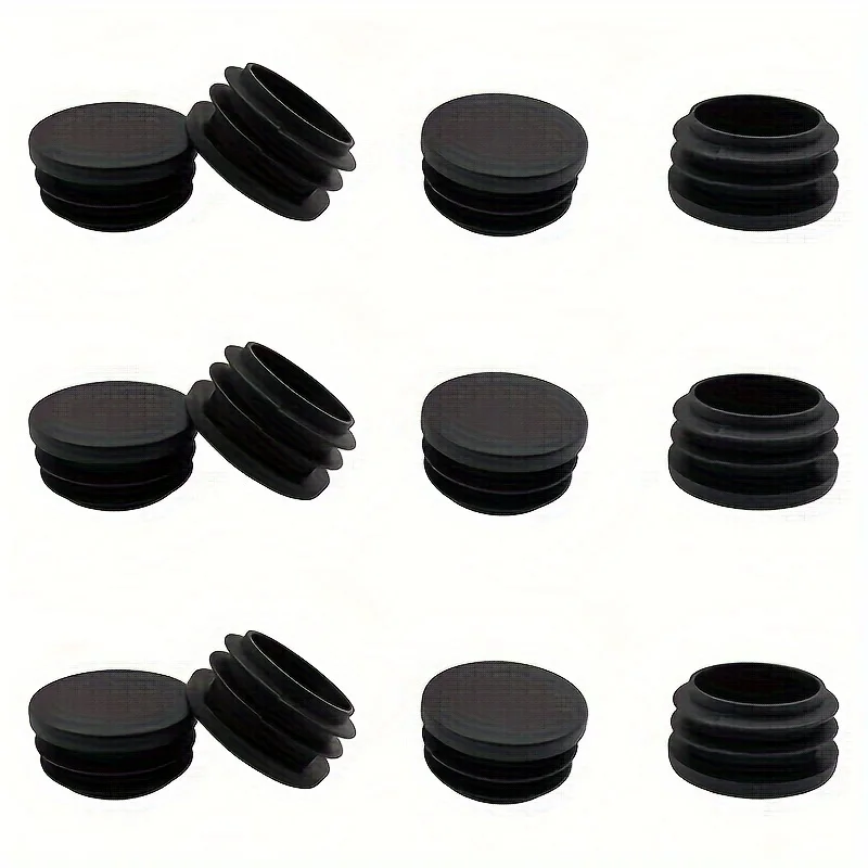 48pcs Cylindrical pipe plug, black end cap cover, suitable for furniture legs, durable floor protection pad liner