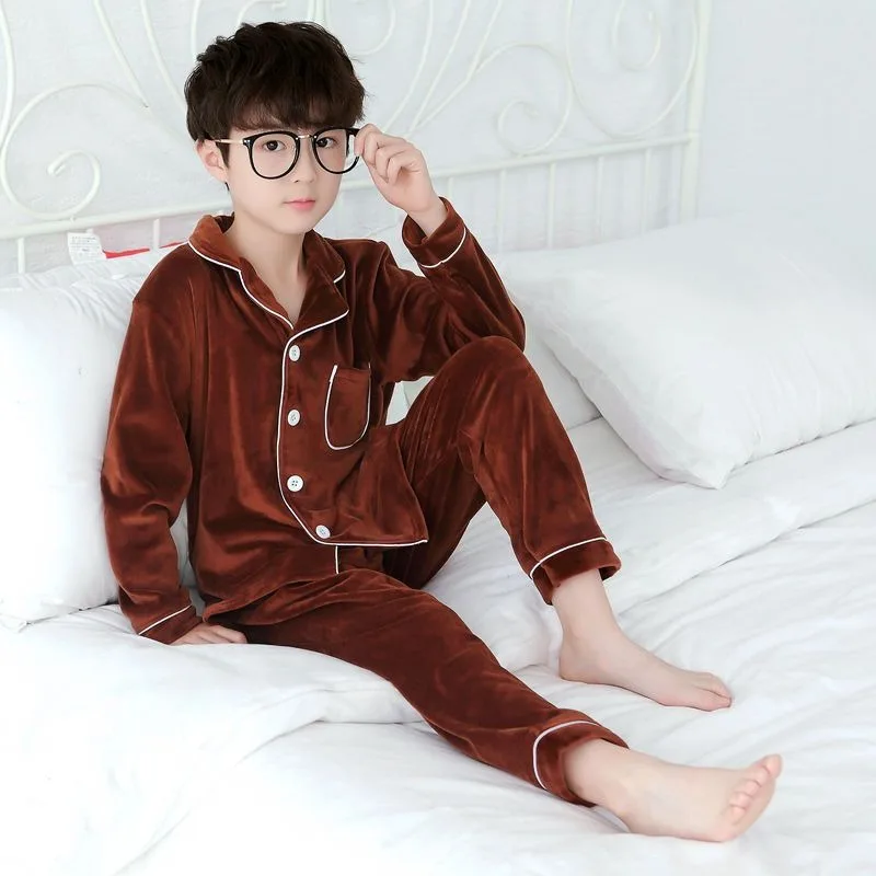 

Boys Flannel Coral Fleece Pajama Sets for 3-15 Years Old Warm Cozy Homewear Outfit