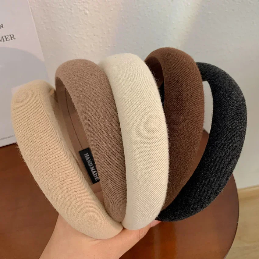 

Fashion Padded Headbands For Women Wide Velvet Bezel Hair Band Hair Hoop Girl Sponge Thick Solid Color Hair Accessories Headwear