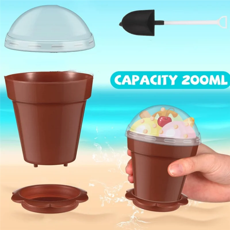 

【Today-Only!】100 SET Flowerpot Dessert Cup Plastic Cake Cups With Lid Shovel Spoon Bottom Tray Small Flower Pot For DIY Baking