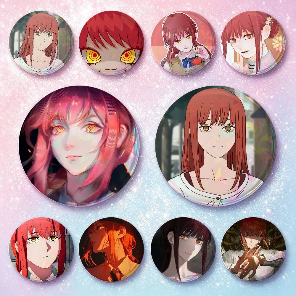 Makima Badges 25 32 44 58 75 Mm Round Cosplay Pin Bag Decor Fans Collect Friends Gifts Brooch Souvenir