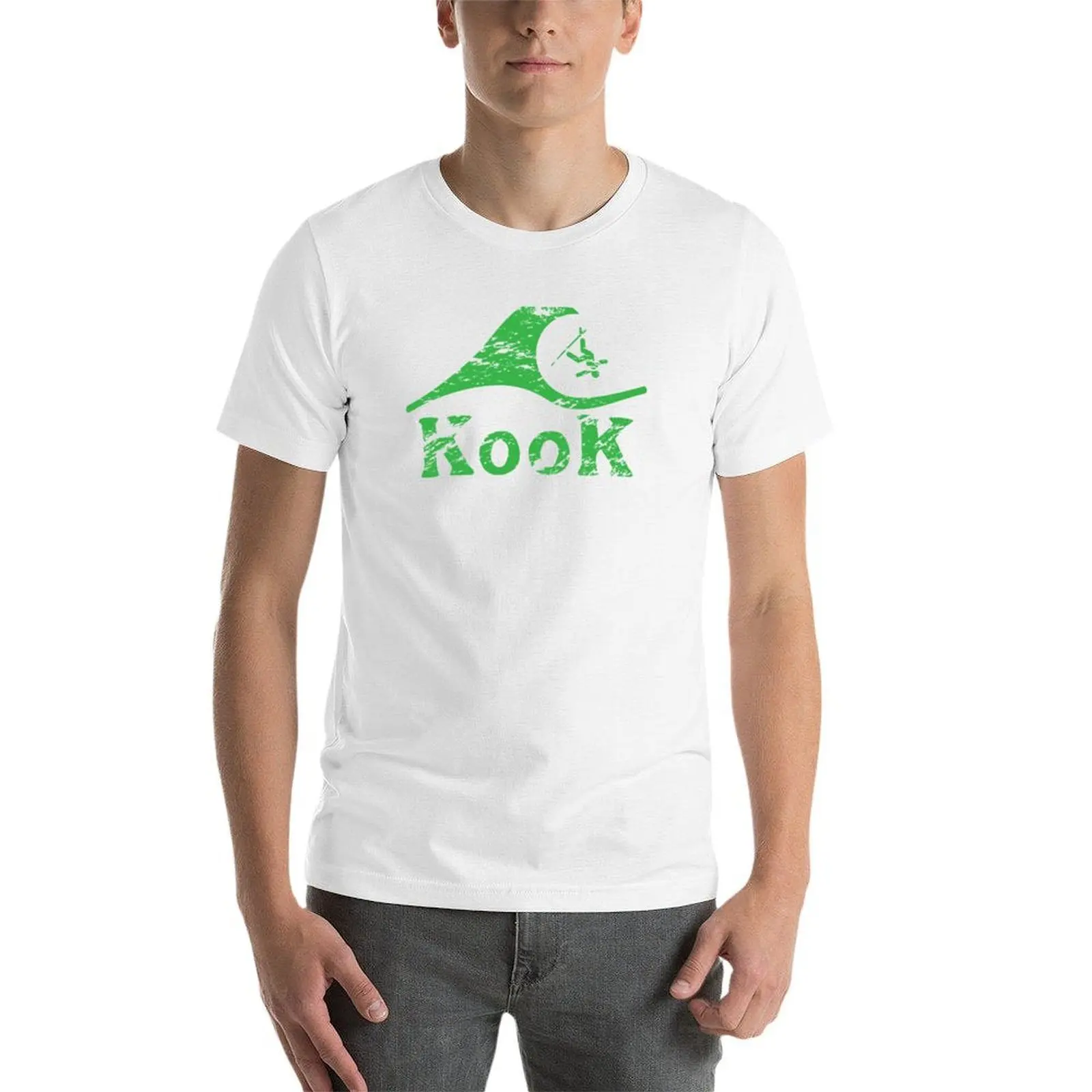 تي شيرت Kook In Green تي شيرت للرجال بقصة ضيقة تي شيرت أساسي