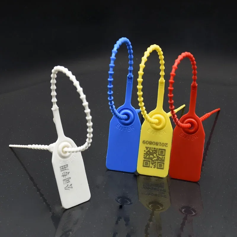 100pcs Disposable Anti-counterfeit Anti-tamper Bag Shoes Buckle Plastic Seal Tag Seal Padlock Tag Cable Ties