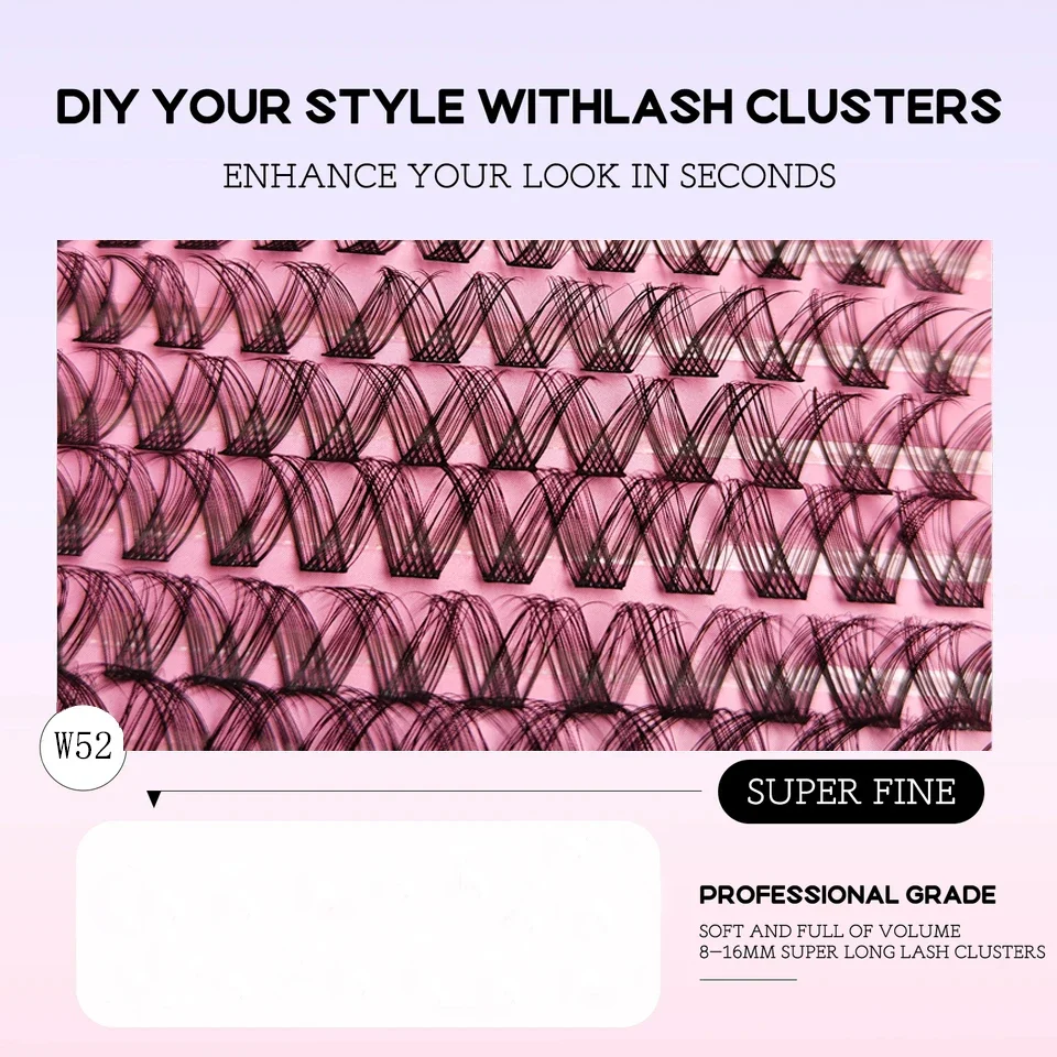 DIY Clusters Lash Kit Full Set 8-16mm Mix Bond&Seal Tweezers Lash for Self Application Makeup Individual Eyelash Extensions