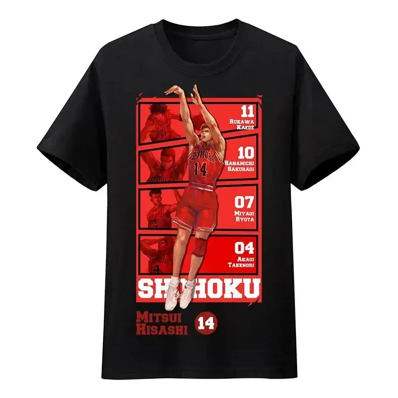 Slam Dunk Sakuragi Hanamichi Rukawa Kaede Takashi Akagi Man T-shirt Fashion Unisex Anime Tops Causal Streetwear Fans' Clothing