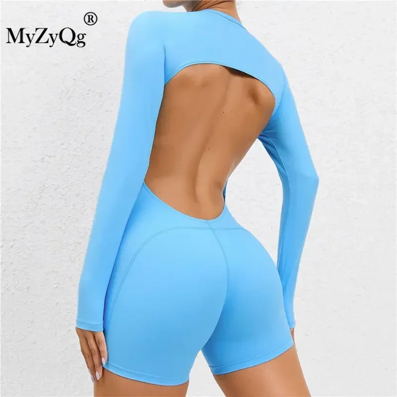 MyZyQg-Combishort moulant dos nu pour femme, tenue une pièce sexy, sans coussinets, haute élasticité, sport, beauté, dos, yoga, fitness