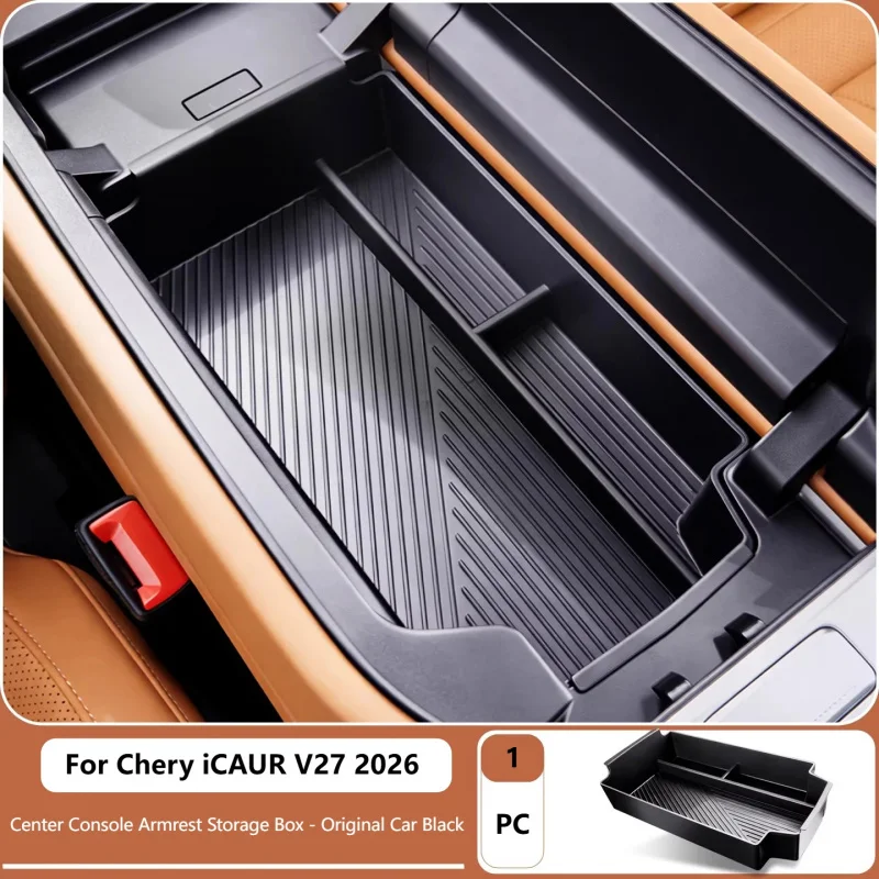 

For Chery iCAUR V27 2026 Center Console Armrest Storage Box Partition Interior Organizer Accessories