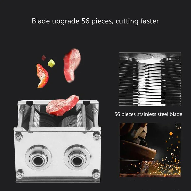 Exquisite Meat Slicer Commercial Meat Cutter Stainless Steel Pork Lamb Beef Food Meat Shredded Diced Machine 2200W