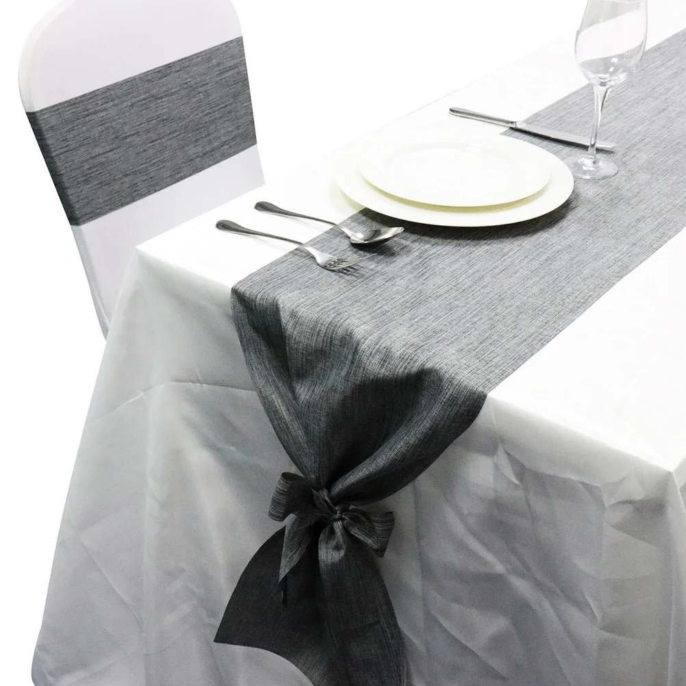

Imitation Linen Runner Rustic Wedding Party Decor Grey Linen Table Runner Burlap Table Cloth Dining Room Elegant Simple