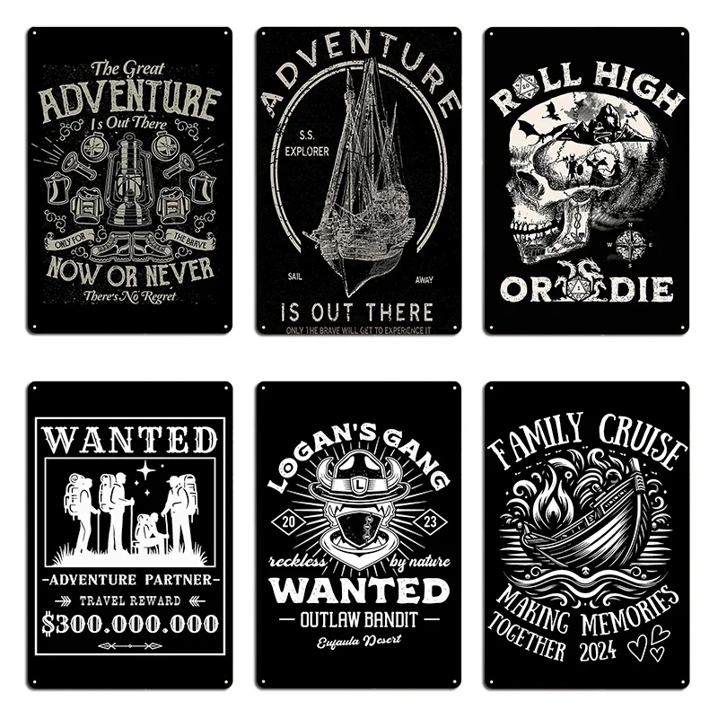 The great adventure is out there only for the brave Metal Sign Plates Club Wall Decor Garage Design Tin Sign Poster
