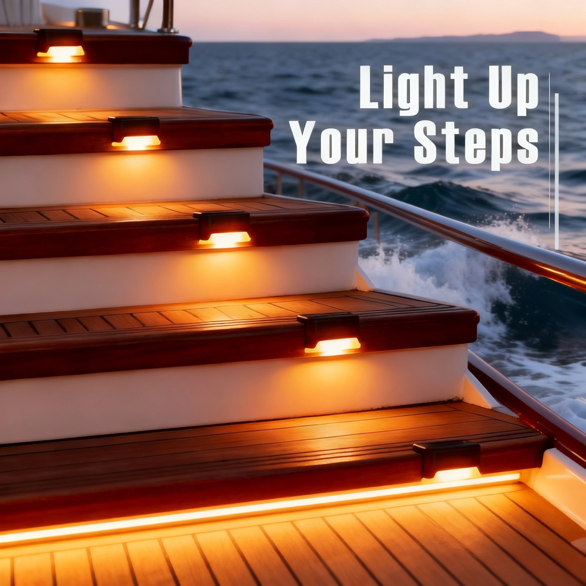 Portable Ship LED Solar Lighting Lamp - Boat Plate for Night Step Lighting of Yachts Dinghies Sailboats Pontoons and Freighters