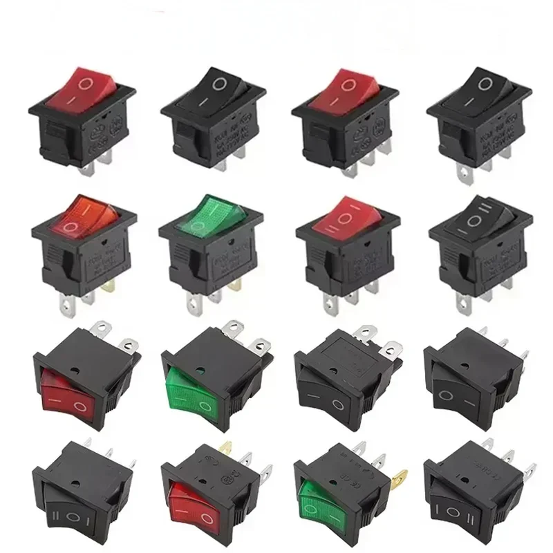 5pcs KCD1 Boat Car Rocker Position Power Switch 21*15mm 6A/250V 10A125V 2PIN 3Pin 4Pin 6 Pin Black White Red Green Power Switch