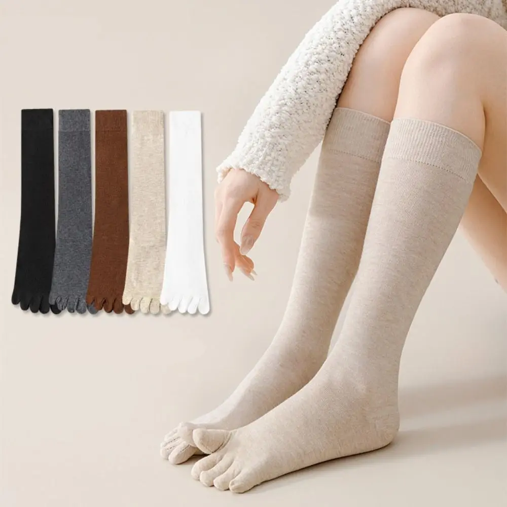 

Anti-slip Five Finger Long Socks Solid Color Harajuku Split Toe Socks Separate Toe Hosiery JK Calf Stockings Lolita JK