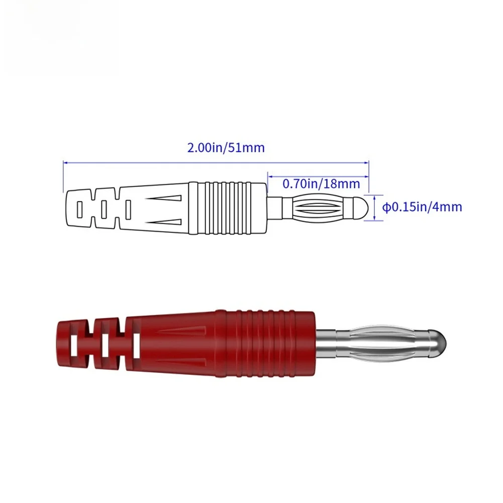 4mm Dual Banana Test Connector Nickel Plated Copper Core PVC Molded Body Red Black Pair for Testing and Calibration
