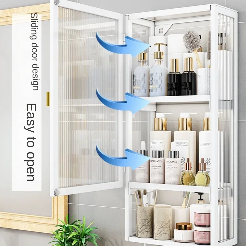 DrillFree-Intelligent Toilet Storage Rack Wallmounted Multifunctional Cabinet Above Toilet Organizer